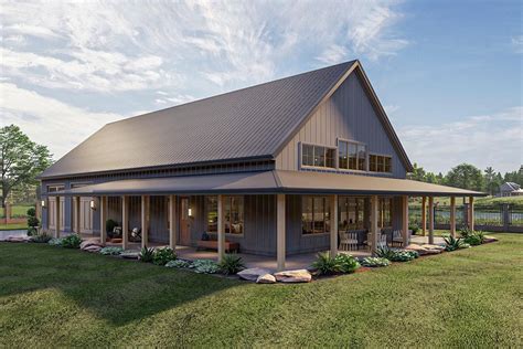 metal barn single family one story house plans|single floor barndominium house plans.